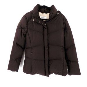 Calvin Klein Puffer Down Hooded Coat Size Large Dark Brown